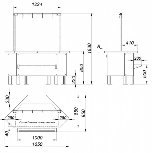 Прилавок холодильный среднетемпературный МХМ ПХС-УН (695133.008-05 Ц)