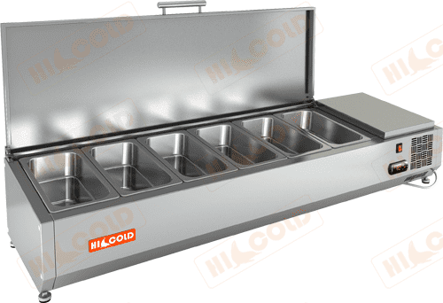 Настольная охлаждаемая витрина для ингредиентов HICOLD VRTU 1390