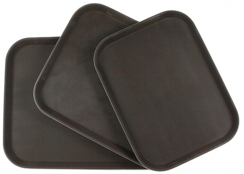 Поднос прорезиненный прямоугольный LUXSTAHL 410х300х25 мм коричневый [1216CT BROWN] кт05