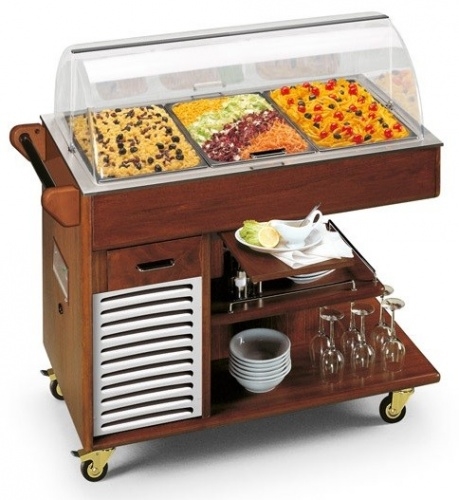 Тележка сервировочная холодильная TECFRIGO Carrellino 3 темный орех