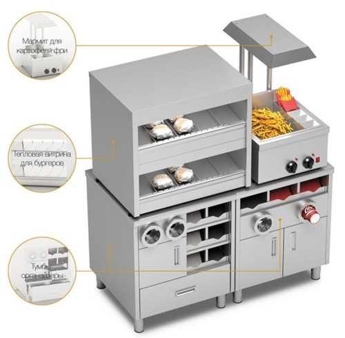 Стол-тумба с диспенсерами для стаканов RESTOINOX СПЗР2ДН-8/7-Б