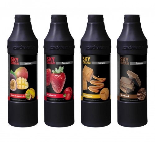 Топпинг для мороженого и десертов SKY DREAM Манго-Маракуйя бутылка чёрная 1,17кг