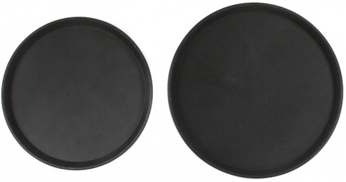 Поднос прорезиненный круглый LUXSTAHL 400х25 мм черный [1600CT Black] кт939