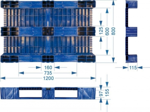 Паллет сплошной на 3-х полозьях RESTOTARA TR 1208-1
