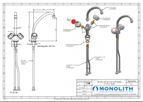 Смеситель MONOLITH R0101020107 встраиваемый в ванну моечную