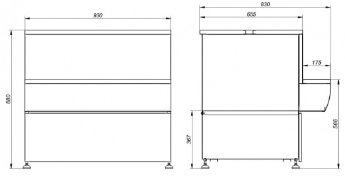 Прилавок МХМ П2629 Таир расчетно-кассовый неохлаждаемый (красный)