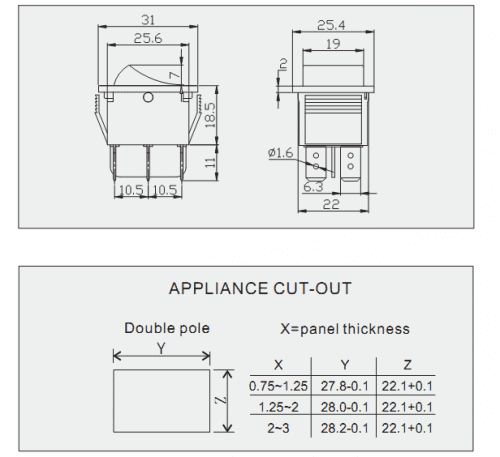 Выключатель SC767 4P 16A красный