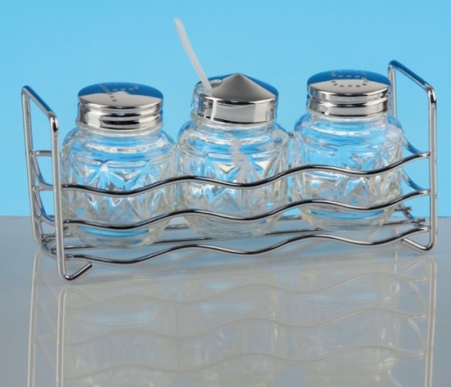 Набор для специй LUXSTAHL «Волна» (соль, перец, горчичница) [381-3]