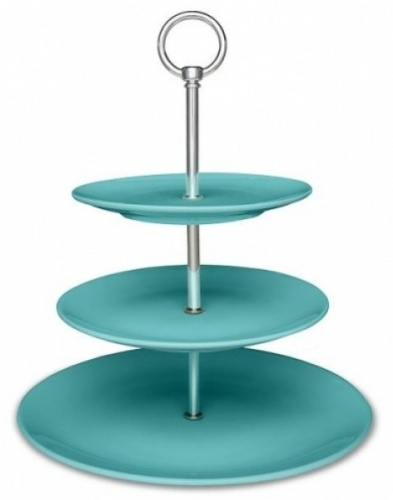 Этажерка для фруктов OXFORD CRYSTAL 3-х ярусная круглая h32см, цвет бирюзовый