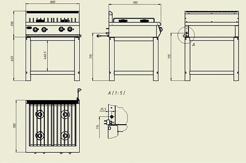 Плита газовая GRILL MASTER Ф4ПГ/800 50002
