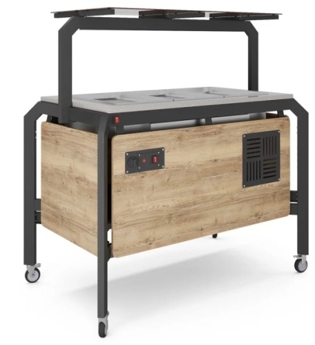 Мармит для горячих блюд KOBOR AT120 черный муар/дуб олово, столешница ЛДСП