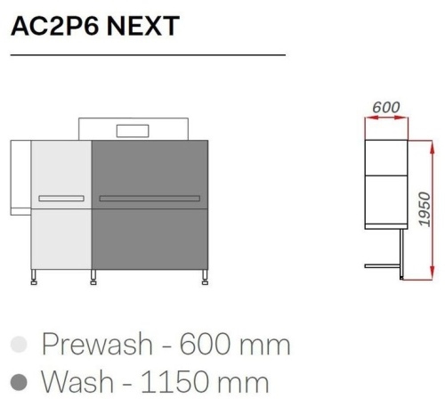 Машина посудомоечная COMENDA AC2P6 Next CWV RL с дозатором и сушкой