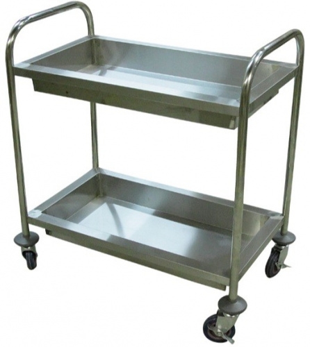 Тележка для сбора посуды LUXSTAHL 2-х ярусная (800х440х760)[A1014, BR-2M]