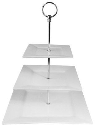 Этажерка для фруктов 3-х ярусная KUNSTWERK A4147 фарфор 17х17,22х22,30х30, H=40 см, белый