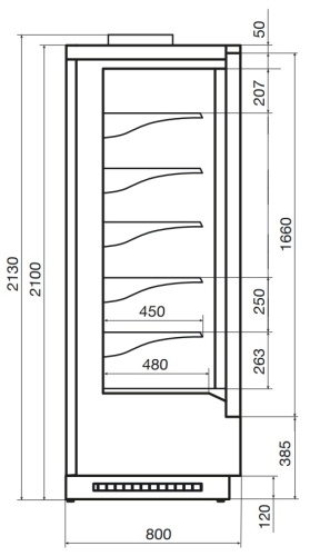Горка холодильная DAZZL Compass 080 H210 Plug-in 250