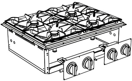 Плита встраиваемая газовая 4-х конфорочная APACH CHEF LINE SLDI7RG8