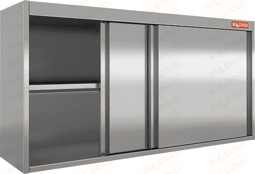 Полка нержавеющая настенная с дверцами купе HICOLD нпк-15/4