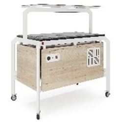 Мармит для горячих блюд KOBOR AT120 белый муар/дуб натуральный, столешница искусственный камень