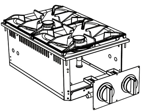 Плита встраиваемая газовая 2-х конфорочная APACH CHEF LINE SLDI7RG4