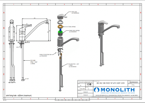 Смеситель MONOLITH R0101020119 встраиваемый в ванну моечную