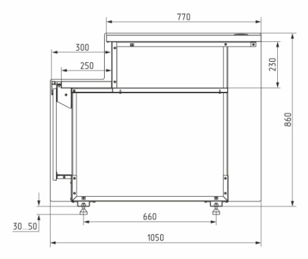 Прилавок CARBOMA GC111 N 0,9-7, 1008, темный дуб фото