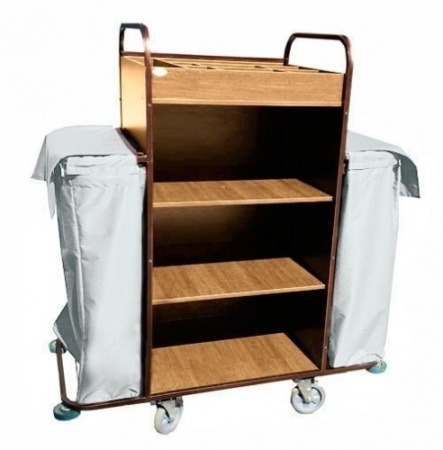 Тележка для горничных ОЛДАК ТГУ 11.2н каркас нержавеющая стальаль из МДФ удлиненная фото