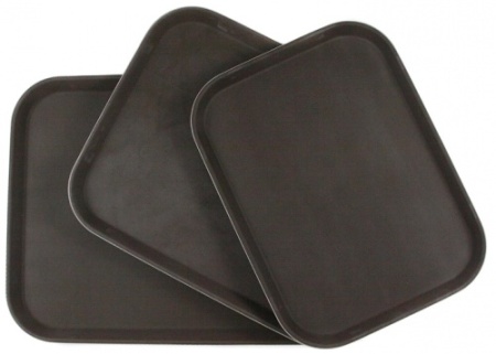 Поднос прорезиненный прямоугольный LUXSTAHL 410х300х25 мм коричневый [1216CT BROWN] кт05 фото