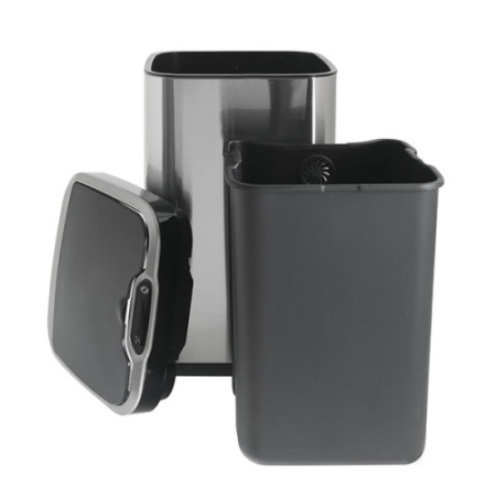 Ведро для мусора FOODATLAS JAH-6311 13л, сенсорное, квадратное, внутр ведро, стальной фото