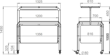 Мармит для горячих блюд KOBOR AT120 алюминиевый нуар/дуб черный, столешница ЛДСП фото
