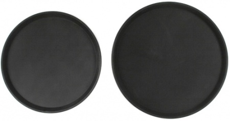 Поднос прорезиненный круглый LUXSTAHL 350х25 мм черный [1400CT Black] фото
