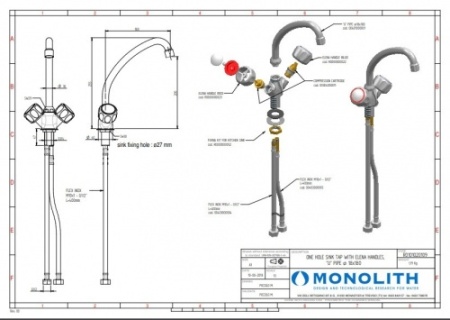 Смеситель MONOLITH R0101020107 встраиваемый в ванну моечную фото