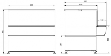 Прилавок МХМ П2629 Таир расчетно-кассовый неохлаждаемый (красный) фото