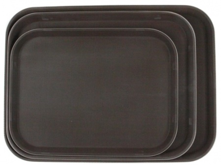 Поднос прорезиненный прямоугольный LUXSTAHL 410х300х25 мм коричневый [1216CT BROWN] кт05 фото