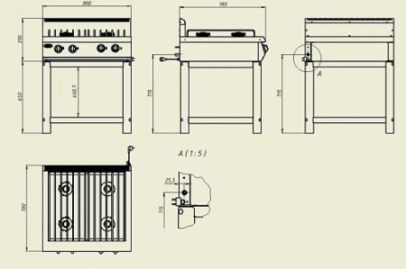Плита газовая GRILL MASTER Ф4ПГ/800 50002 фото