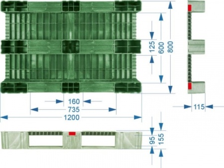 Паллет усиленный сплошной на 3-х полозьях RESTOTARA TR 1208-1-1 фото