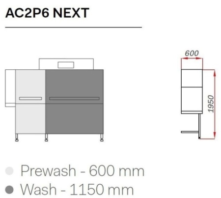 Машина посудомоечная COMENDA AC2P6 Next CWV RL с дозатором и сушкой фото