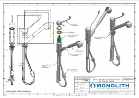 Смеситель MONOLITH R0201020206 встраиваемый в ванну моечную с выдвижным краном фото