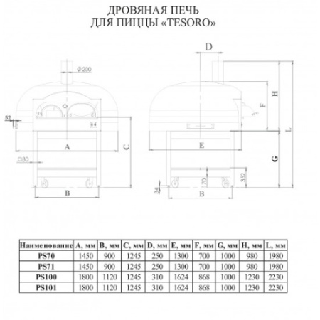 Печь для пиццы KOBOR Tesoro PS70 Standart фото
